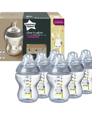 Tommee Tippee Closer to Nature Feeding Bottle, 260ml x 6 -Boy